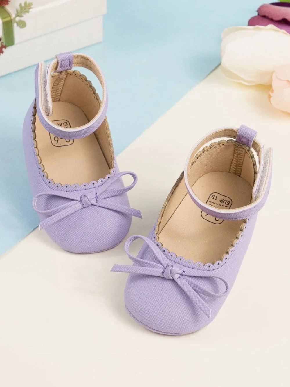 Lavender Front Bow Baby Shoes